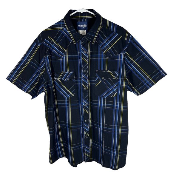 Wrangler Pearl Snap Short Sleeve Shirt Men XL Brushpopper Western Cowboy Vintage - Picture 1 of 16